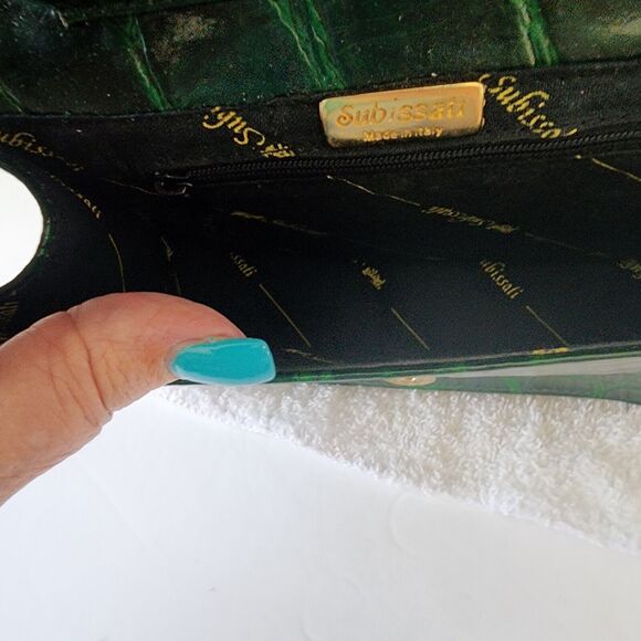 Subissati Green Leather Crossbody Croc Embossed Made in Italy READ DESCRIPTION - Picture 13 of 16